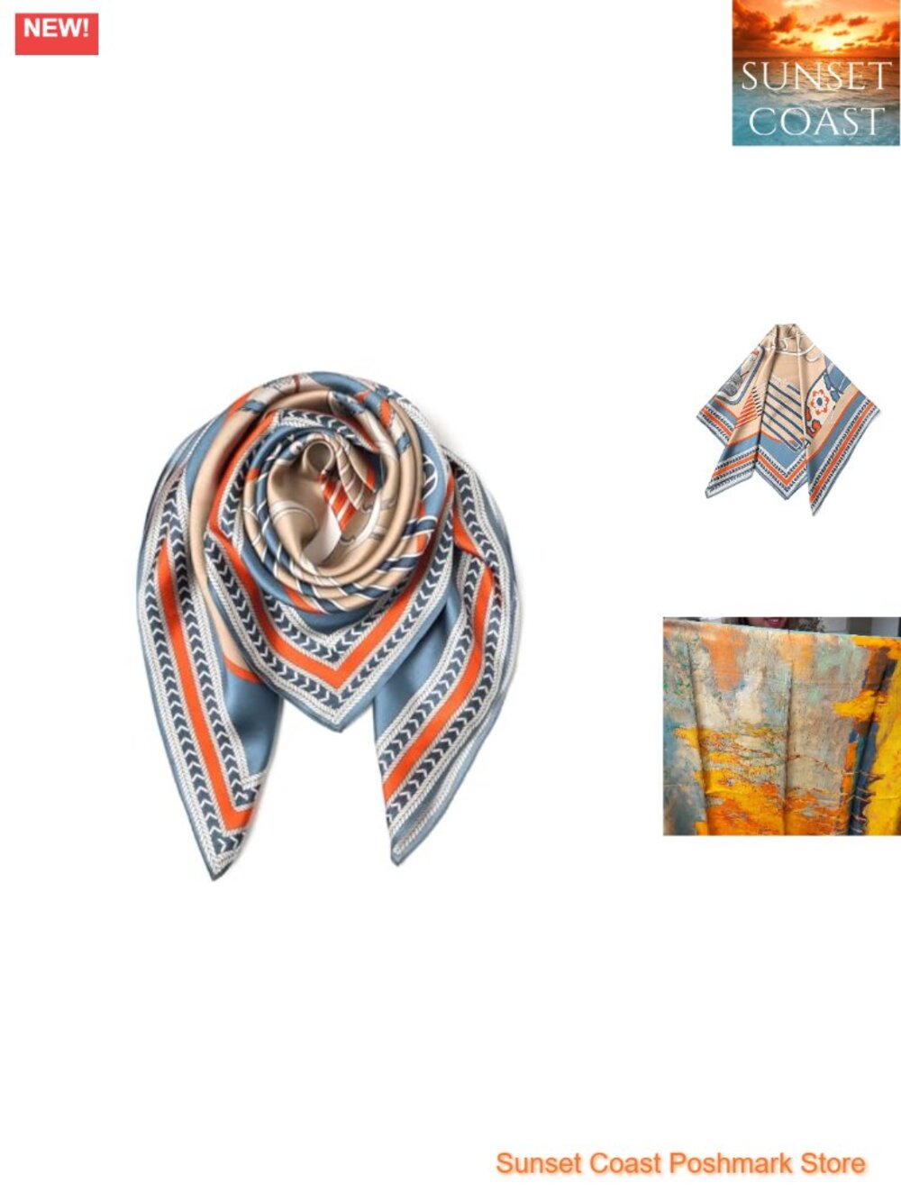 100% Mulberry Silk Scarf 35" Square Lightweight Headscarf Gift Boxed